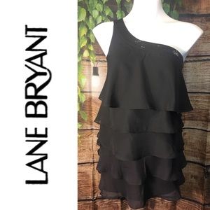 NWT Lane Bryant One Shoulder Black Sequins Blouse